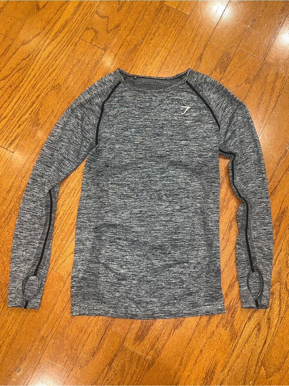 GYMSHARK Women’s Vital Seamless Long Sleeve Top Charcoal Grey Thumbholes Medium